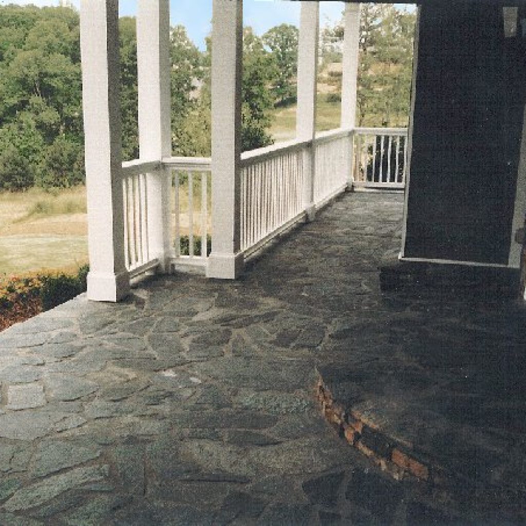 House entrance space patio with coffee flagstone