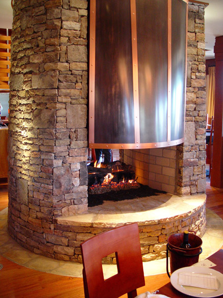 Medium Stack Stone indoor fireplace
