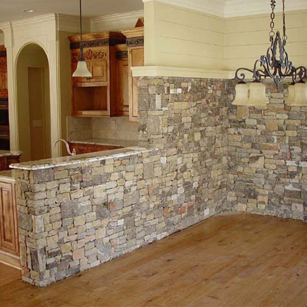 interior stacked stone wall