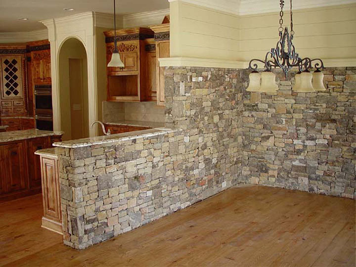 interior stacked stone wall