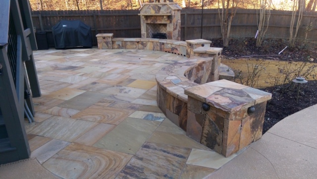 A natural stone flooring in the outdoor area