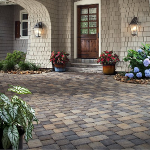 A long shot of the Belgard Pavers along the pathway